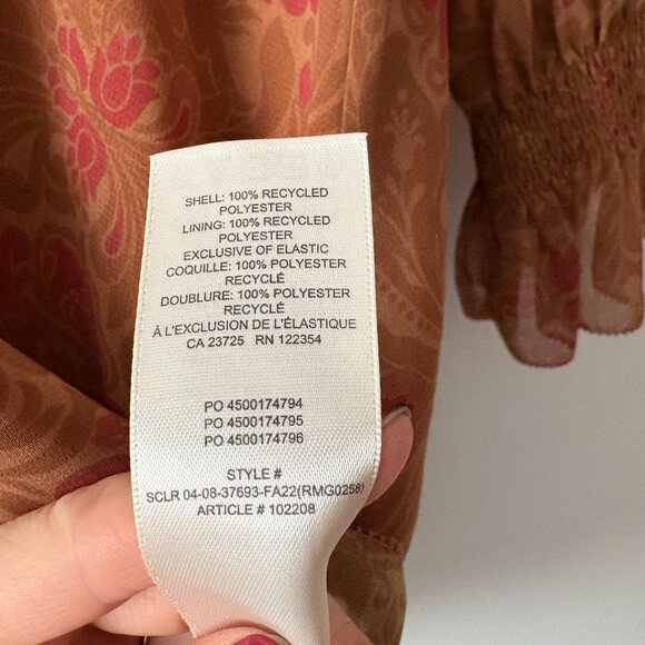 Aritzia Wilfred Swept Dress Puff Sleeve Maplewood Rich Chestnut Size 0 - Picture 8 of 8